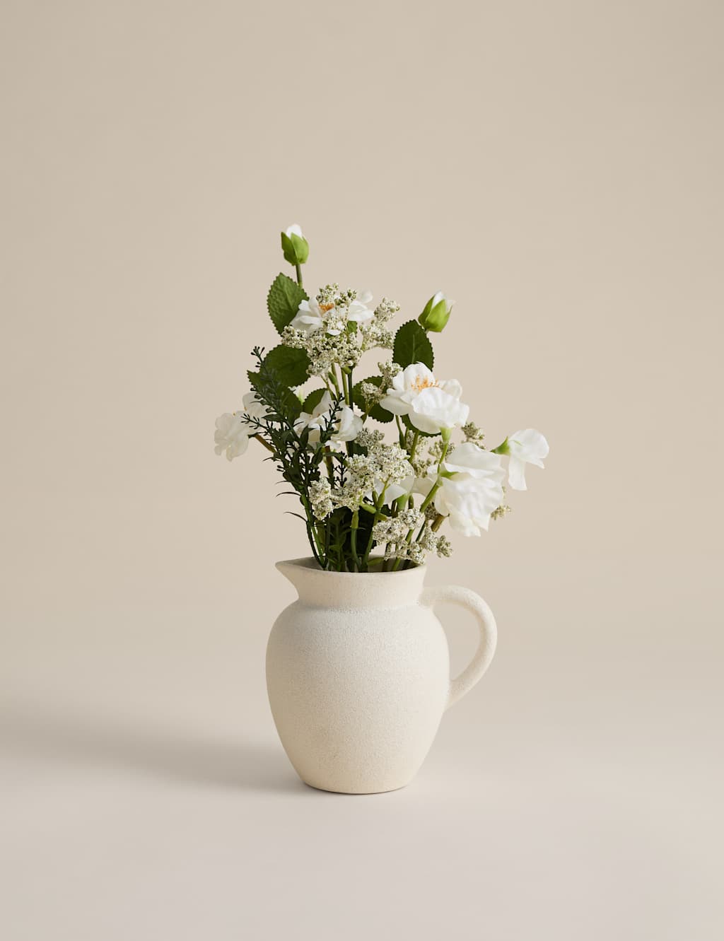 M&S Artificial Floral Arrangement in Ceramic Jug - Neutral