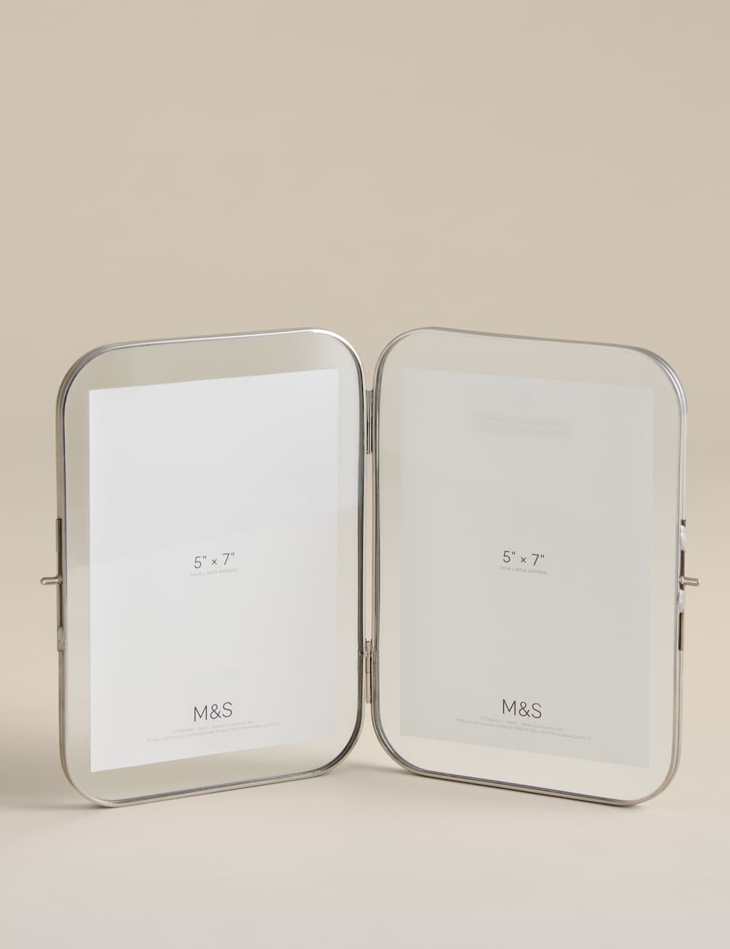 M&S Metal Rounded Double Photo Frame 5x7 inch - Chrome