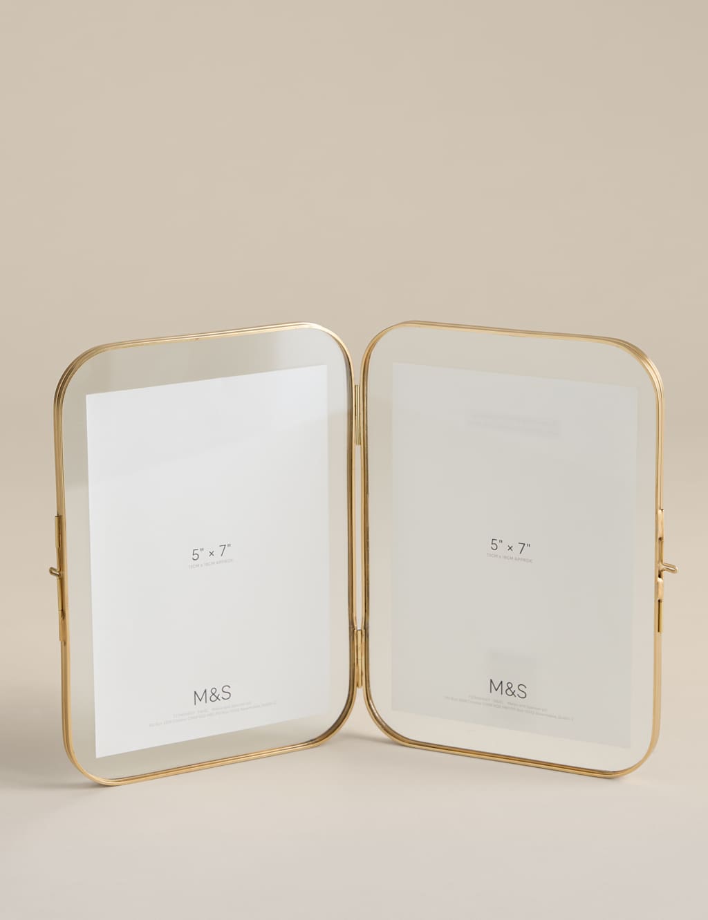 M&S Metal Rounded Double Photo Frame 5x7 inch - Gold