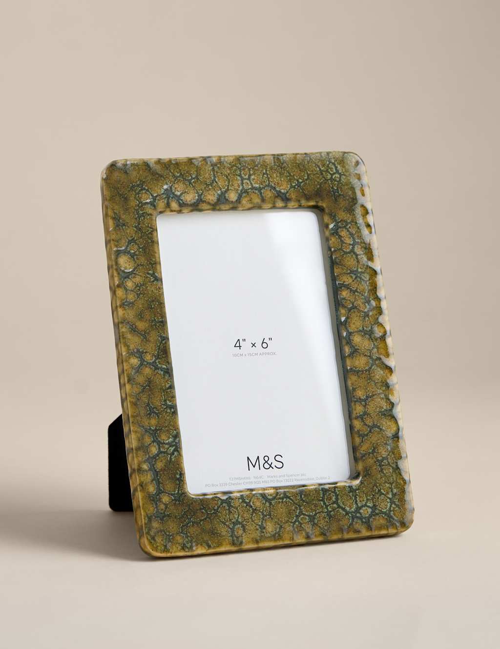 M&S Reactive Glaze Ceramic Photo Frame 4x6 inch - Dark Green