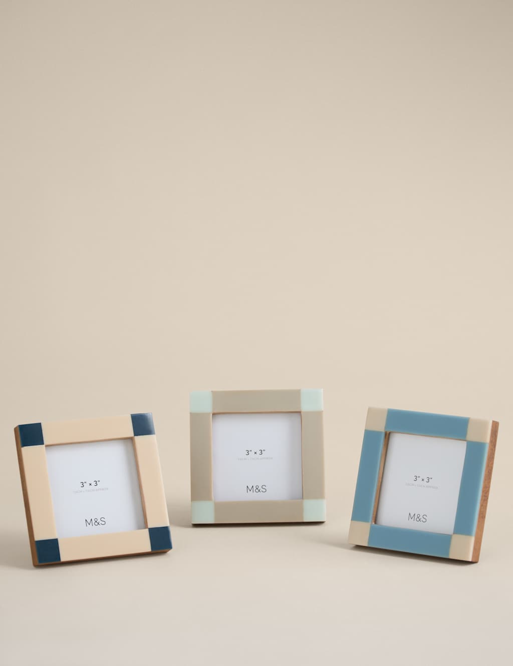 M&S Set of 3 Check Photo Frames 3x3 inch - Multi