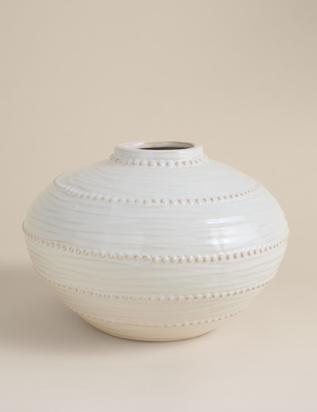 M&S Squat Bobble Ceramic Vase - White