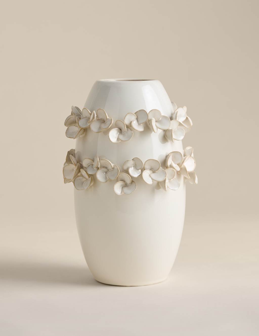 M&S Petal Ceramic Vase - Soft White