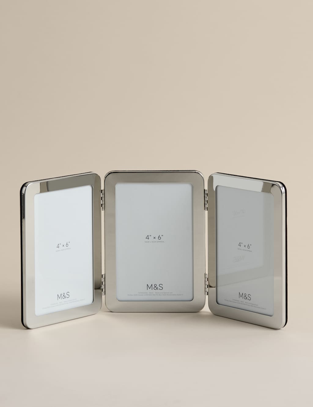 M&S Thick Rounded Triple Photo Frame 4x6 inch - Silver
