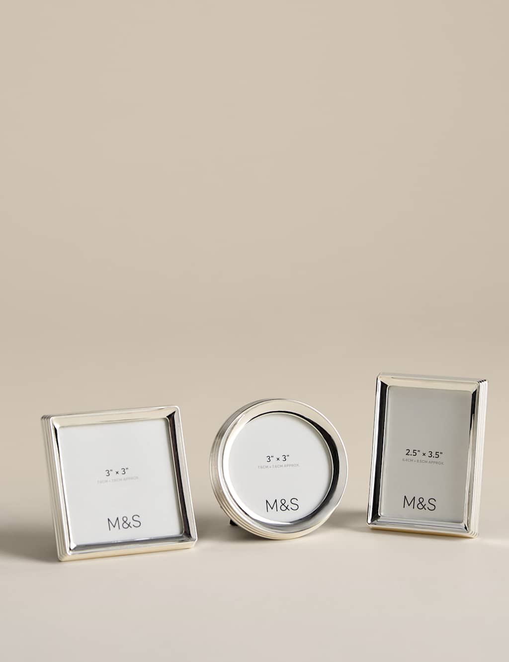 M&S Set of 3 Ribbed Silver Plated Photo Frames