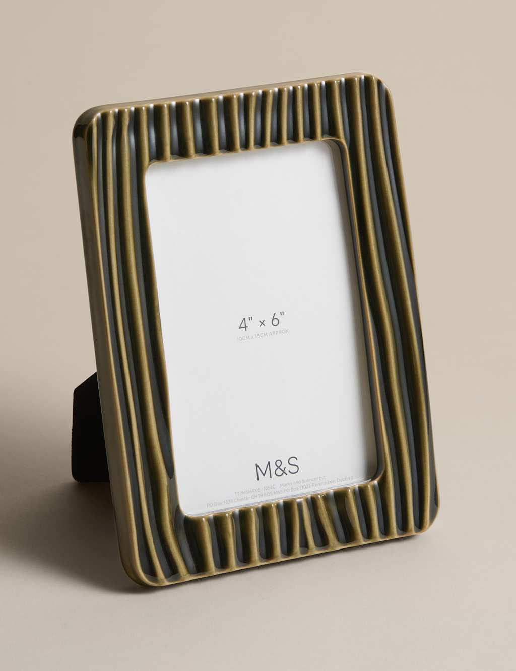 M&S Ceramic Textured Line Photo Frame 4x6 inch - Green