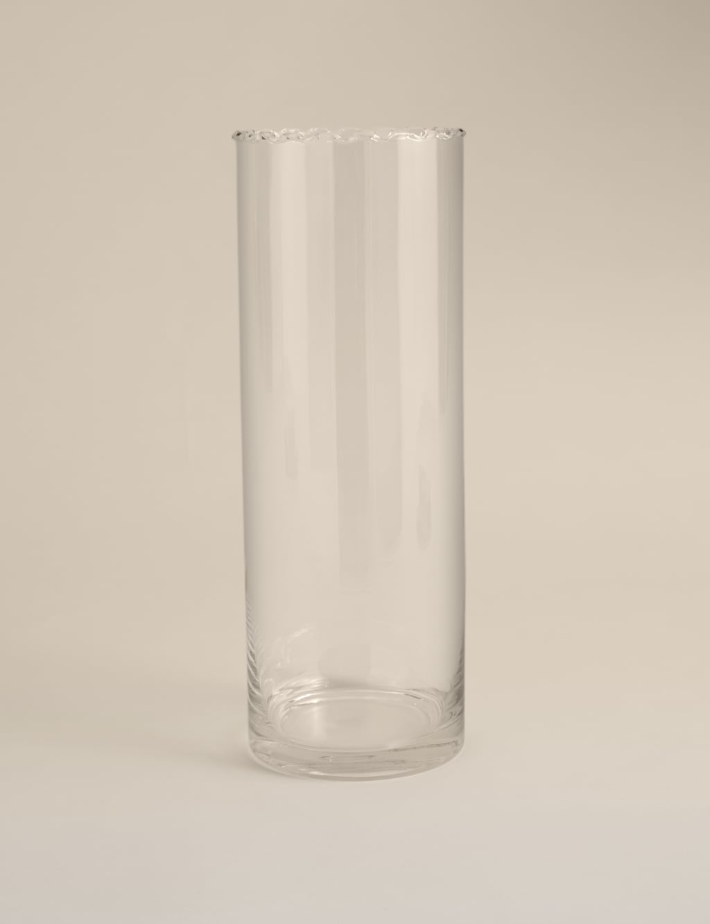 M&S Large Cylinder Frill Top Glass Vase - Clear