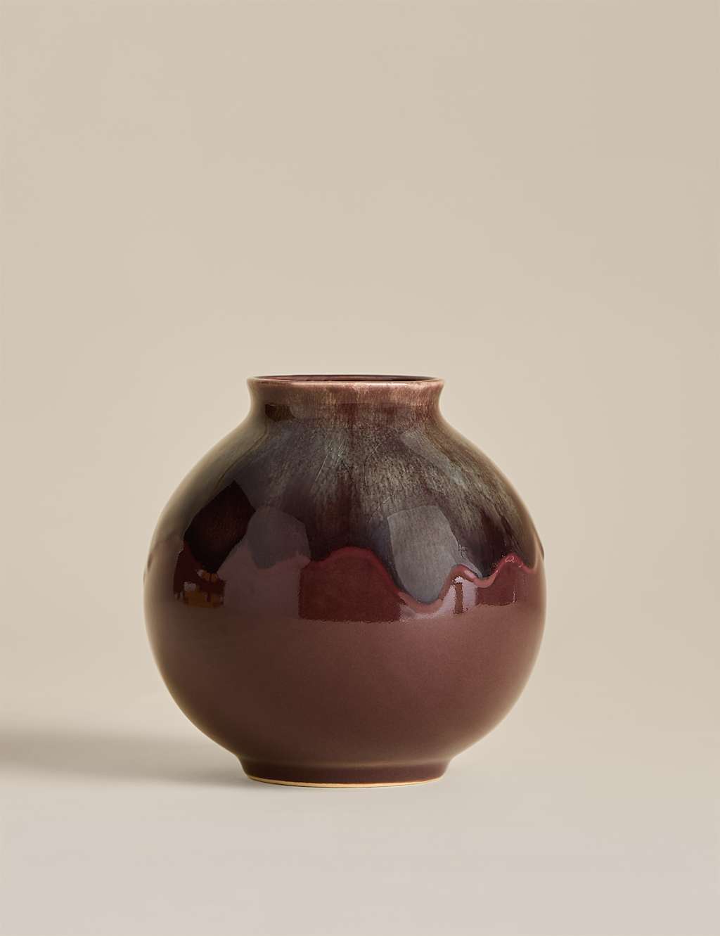 M&S Small Reactive Rounded Ceramic Vase - Purple