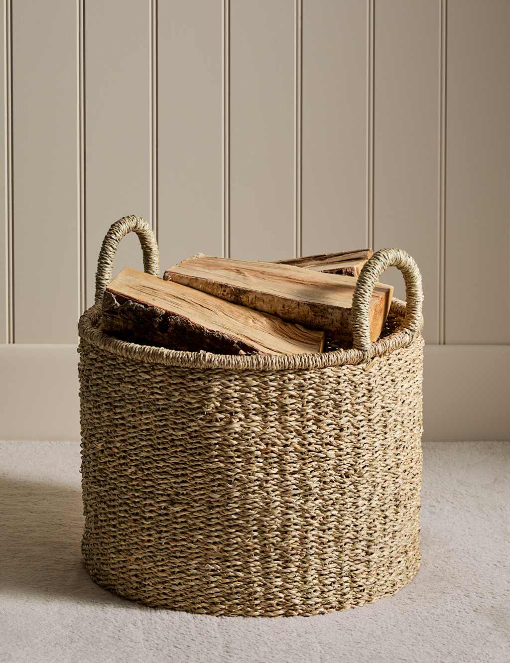 M&S Seagrass Medium Tall Basket Natural