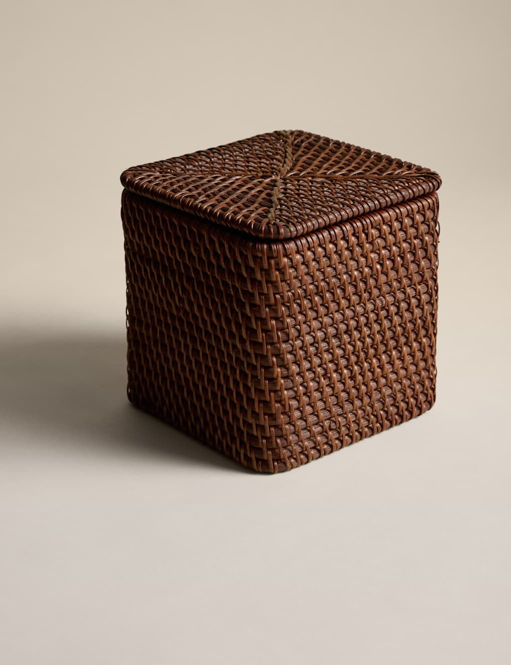 M&S Rattan Structured Cube Storage Box Brown