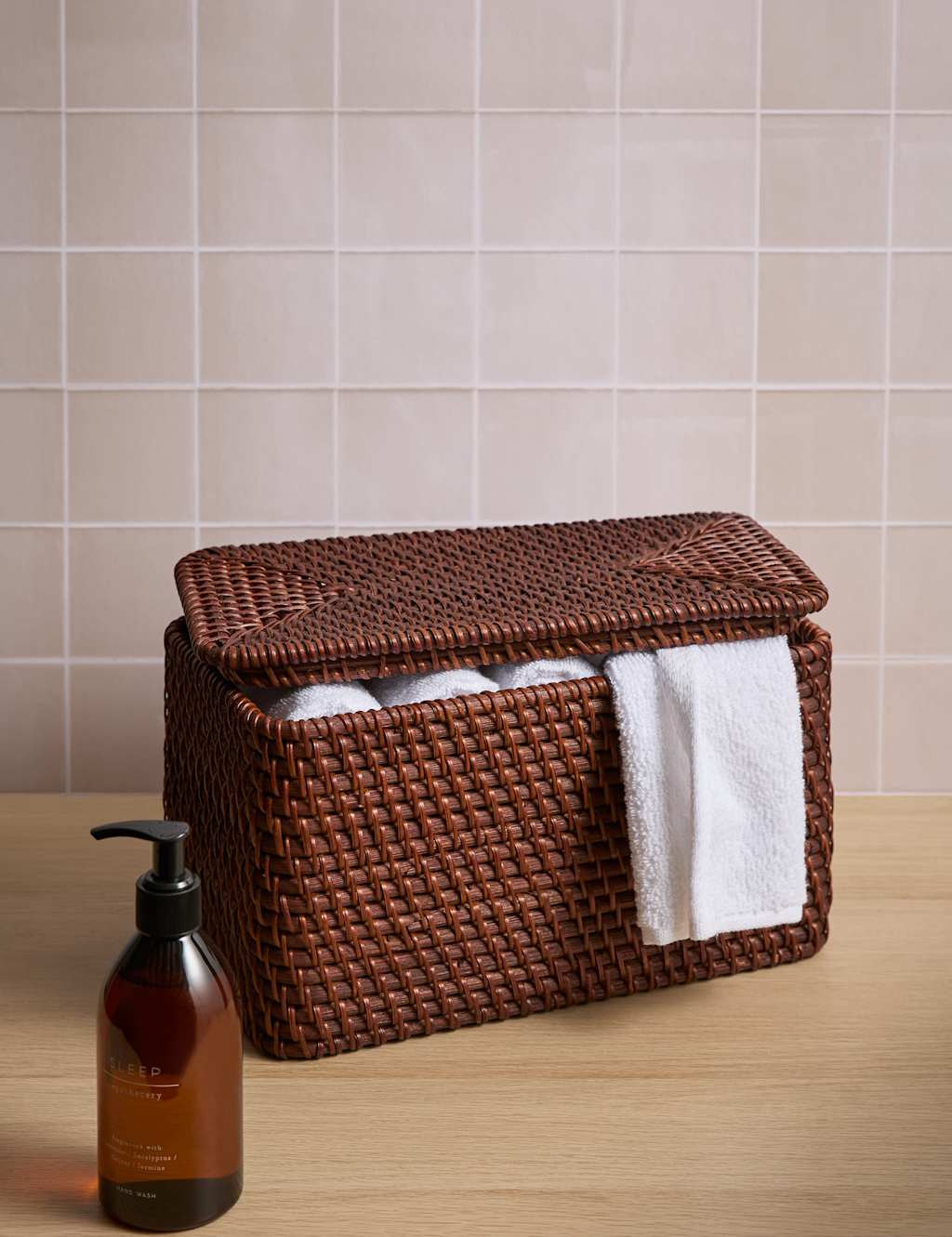 M&S Rattan Rectangular Storage Box Brown