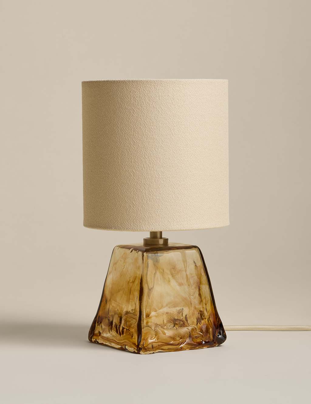 M&S Glass Small Table Lamp - Brown