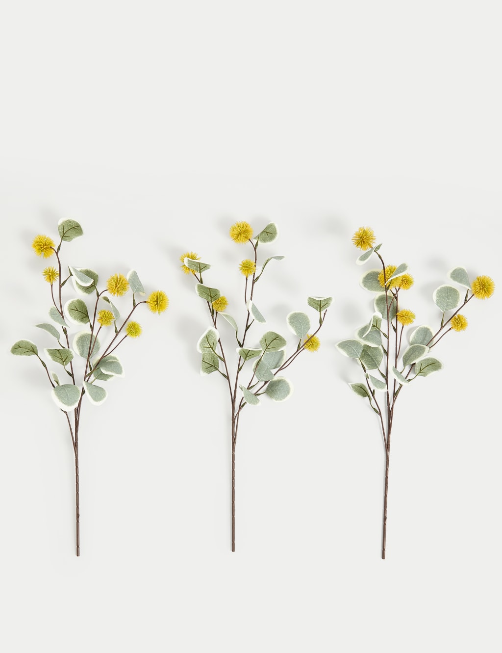 Moss & Sweetpea Set of 3 Artificial Eucalyptus Single Stems - Orange, Orange,Purple