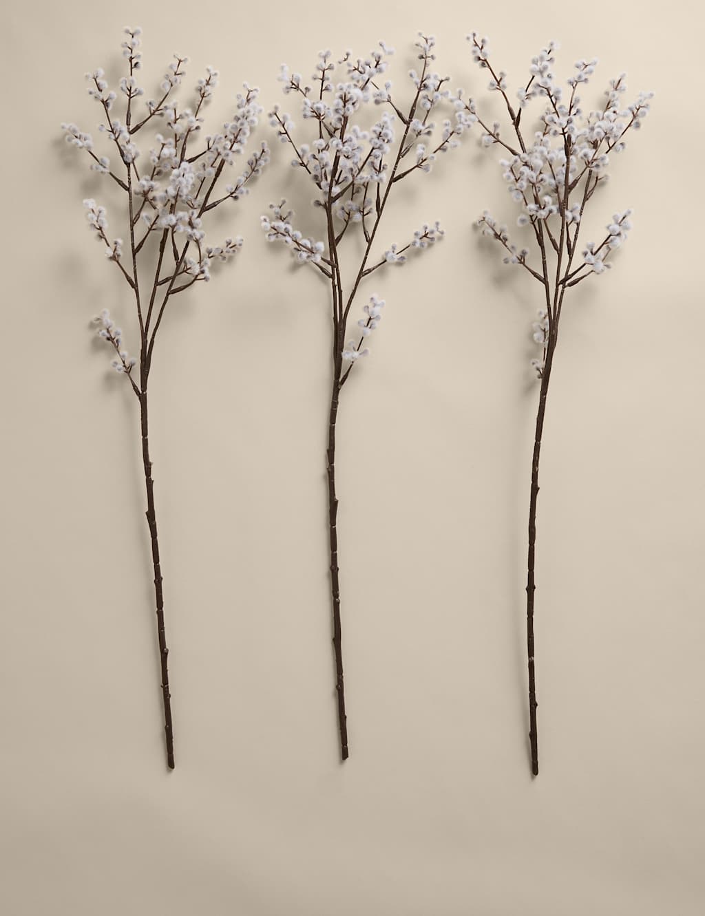 Moss & Sweetpea Set of 3 Artificial Mimosa Single Stems White