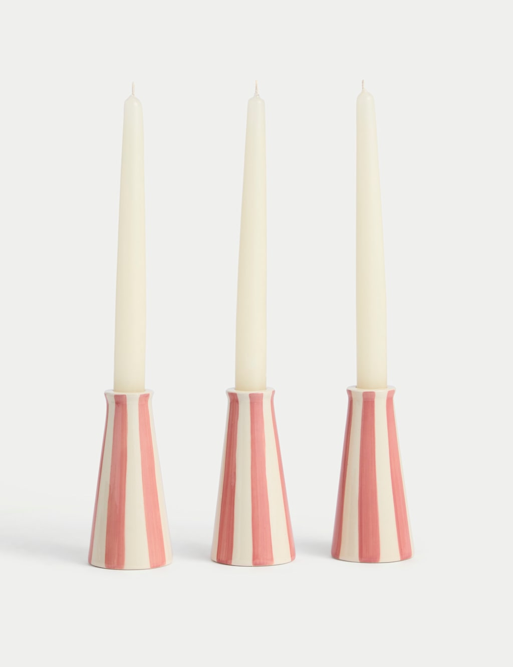 Set of 3 Striped Dinner Candle Holders