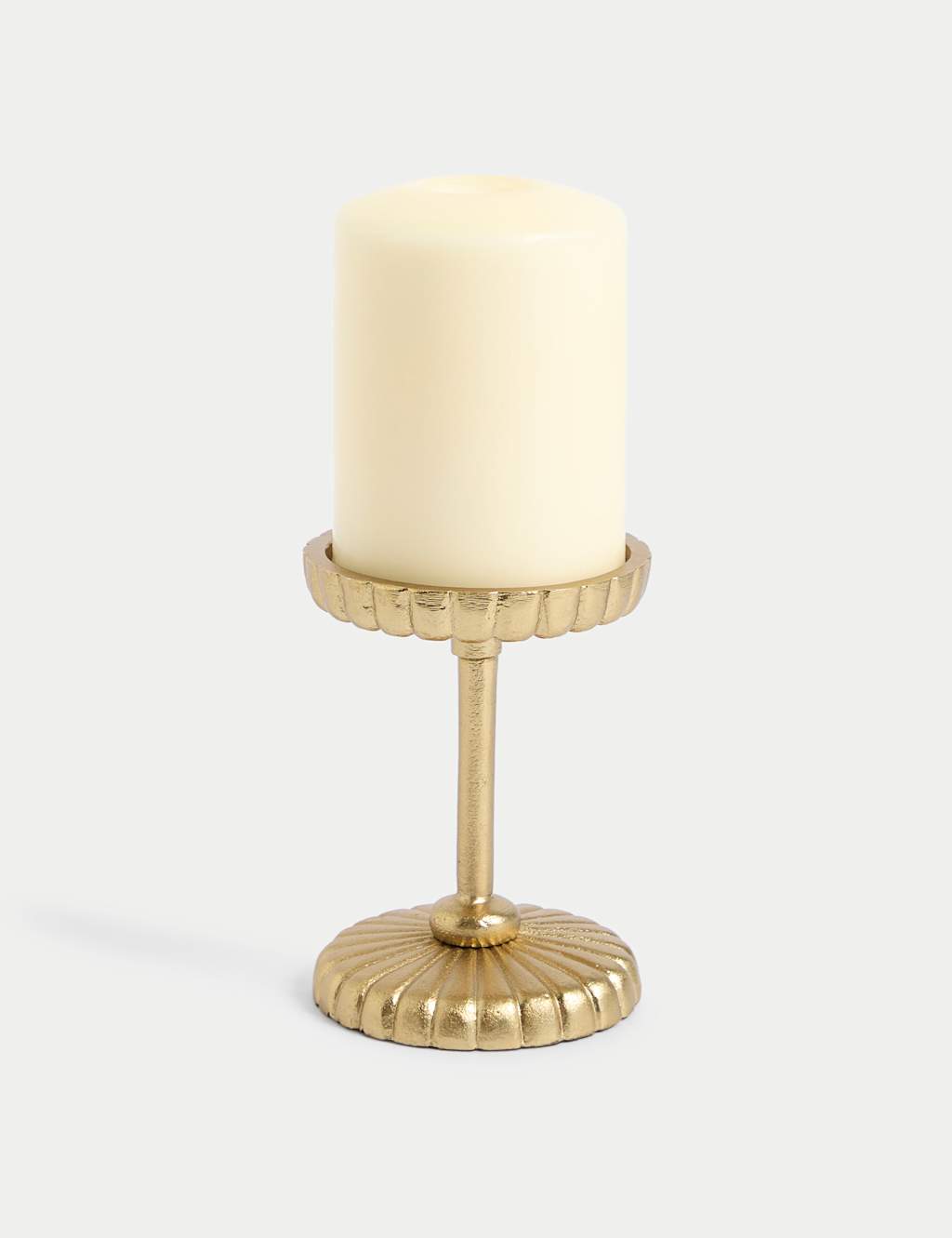 M&S X National Gallery Textured Pillar Candle Holder Gold