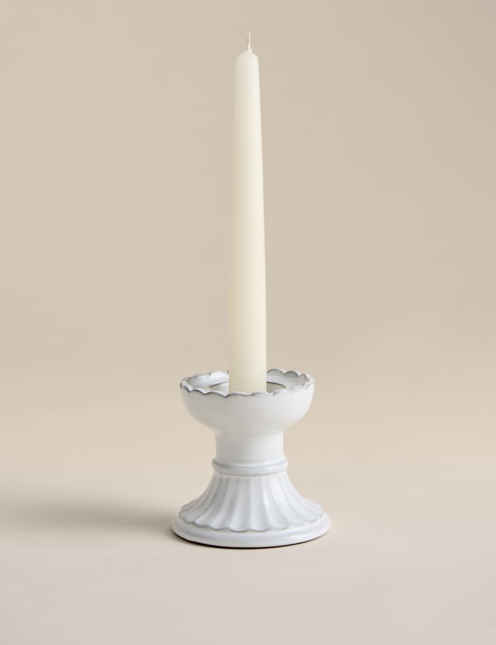 M&S Hybrid Ceramic Candle Holder - White
