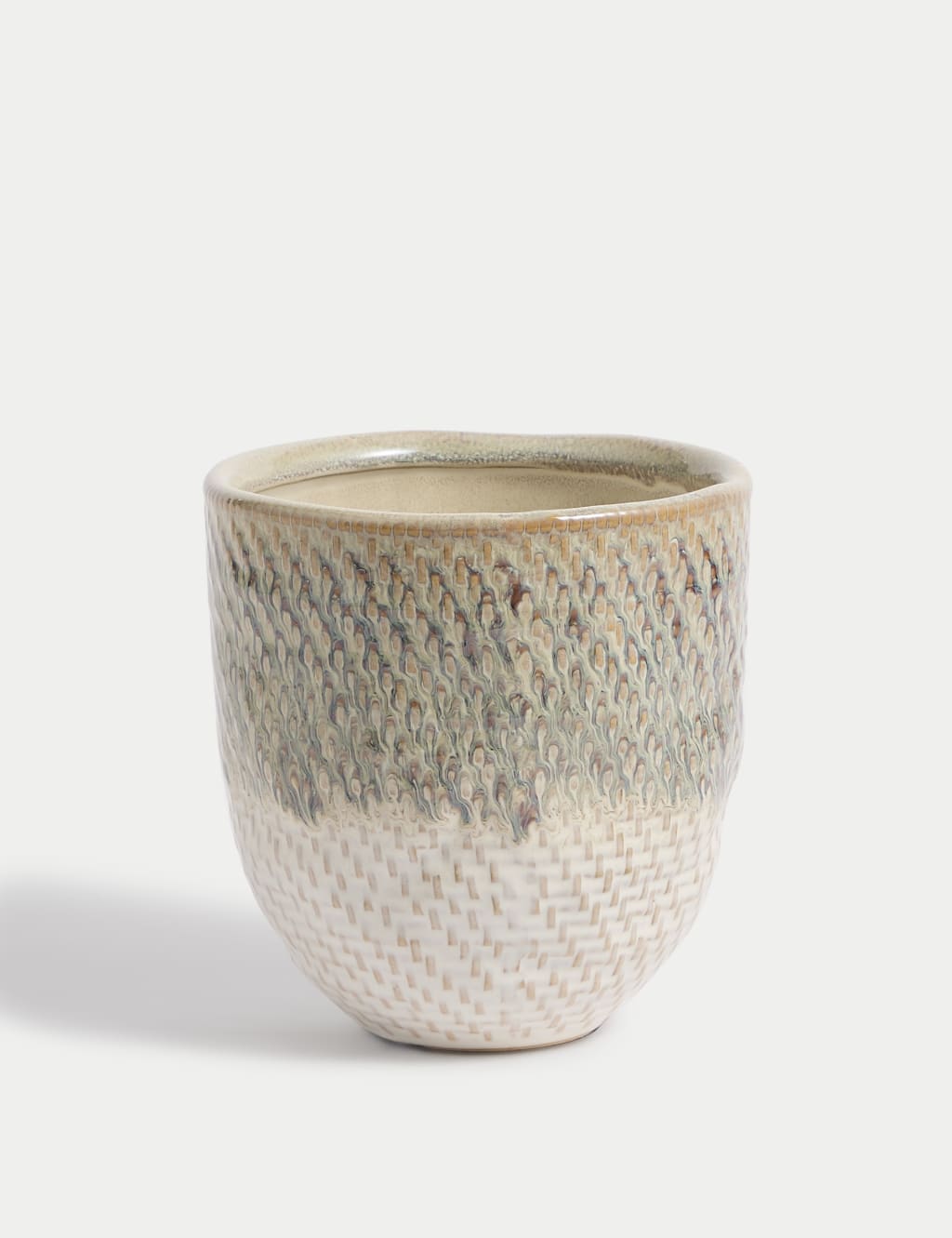 Medium Glazed Textured Ceramic Planter