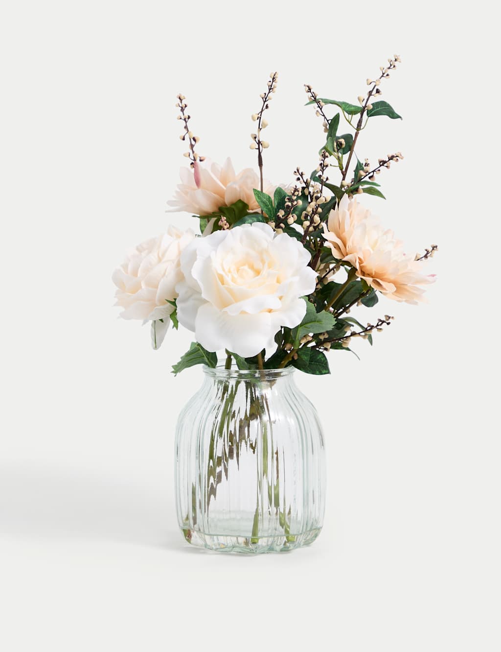 Artificial Bouquet in Glass Vase