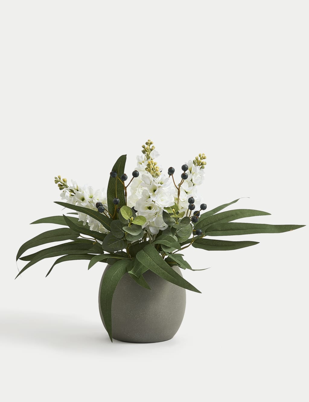 Artificial Hyacinth Arrangement in Concrete Pot