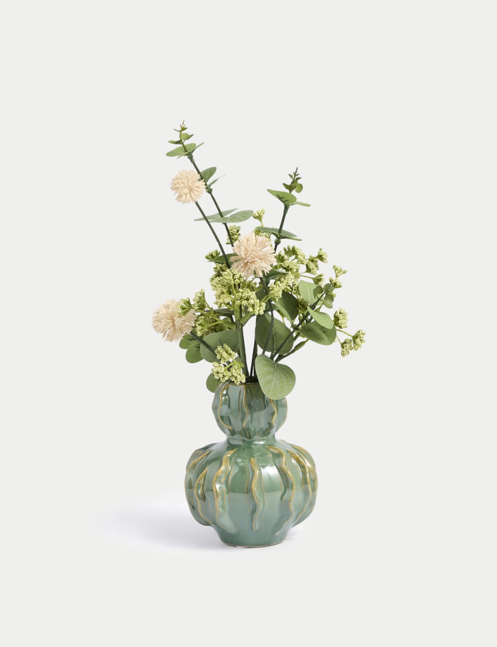 Artificial Floral Arrangement in Glazed Vase