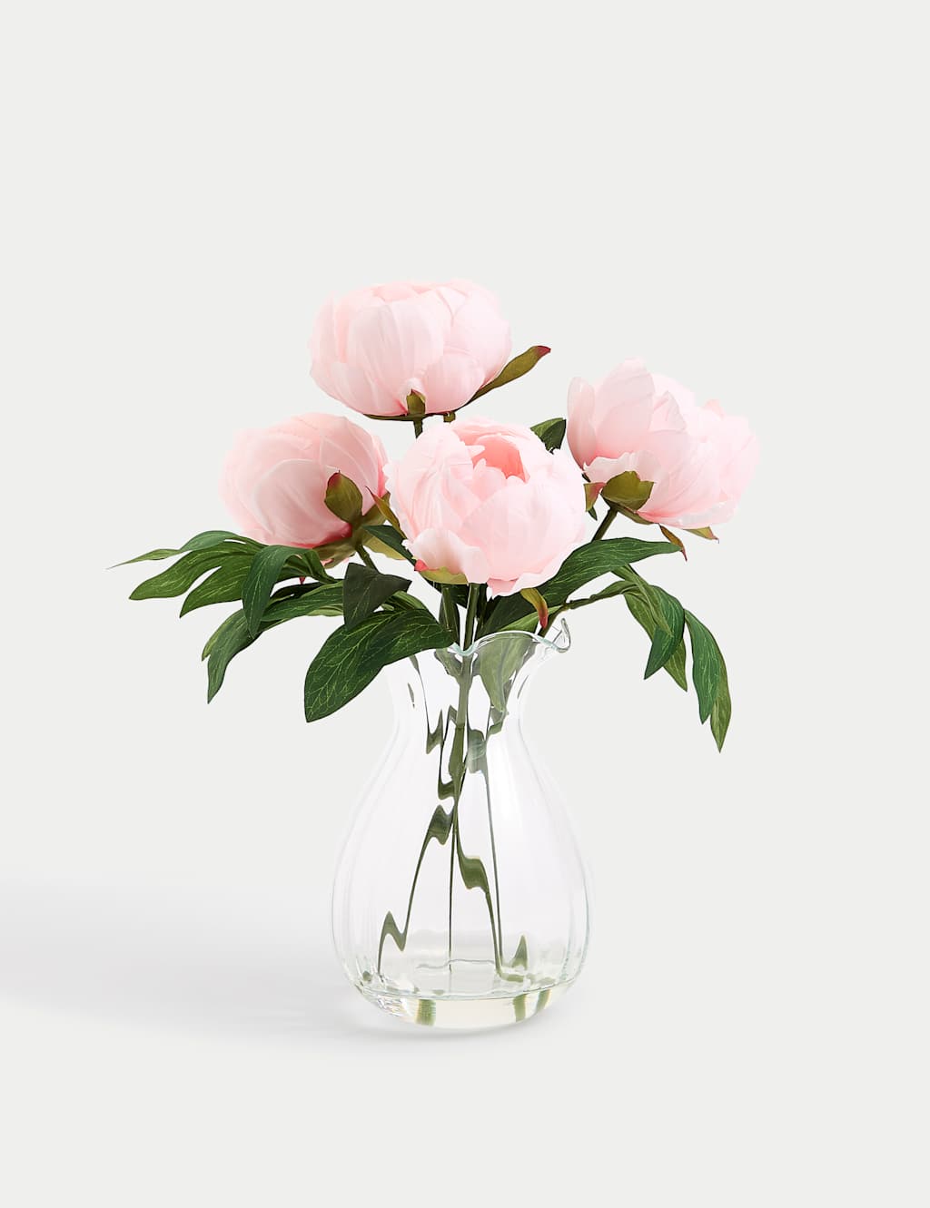 Artificial Peony Arrangement in Scallop Vase