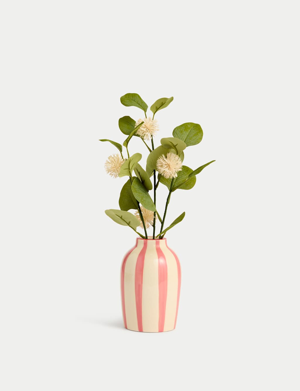 Artificial Pom Pom Flower in Ceramic Vase