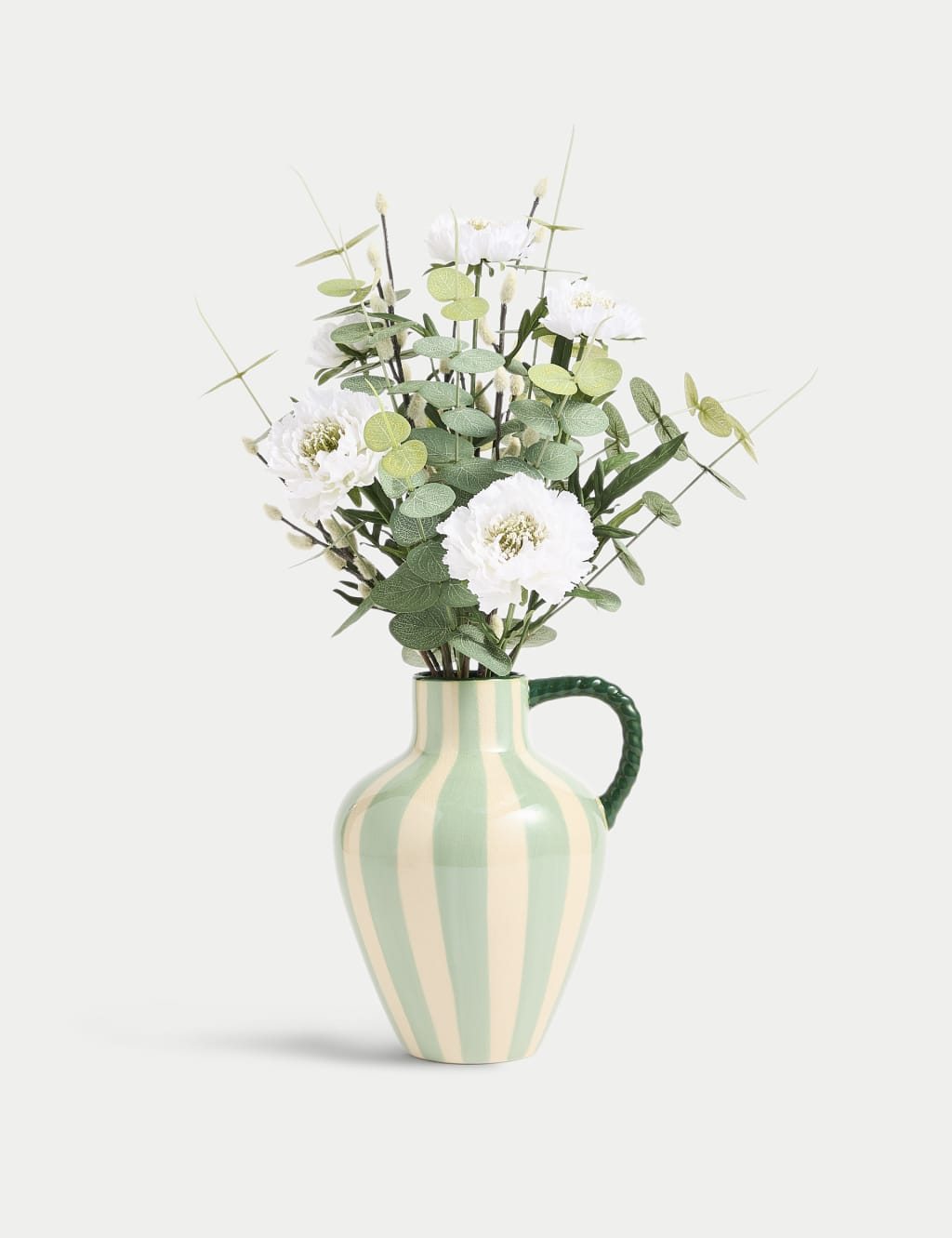 Artificial Large Green Arrangement in Ceramic Jug