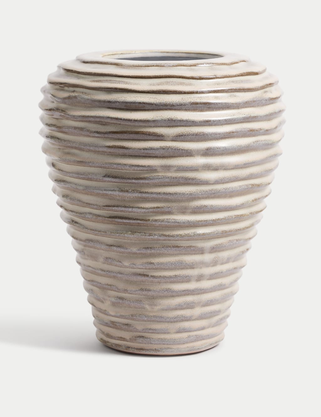 Medium Linear Ridged Ceramic Vase