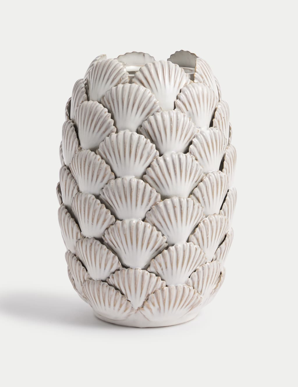 Medium Shell Textured Ceramic Vase