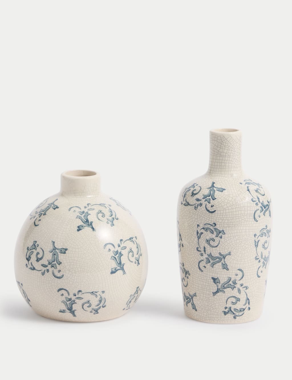 Set of 2 Floral Ceramic Bud Vases