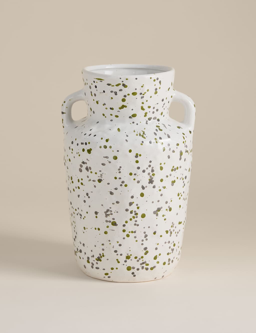 M&S Large Splatter Ceramic Vase White
