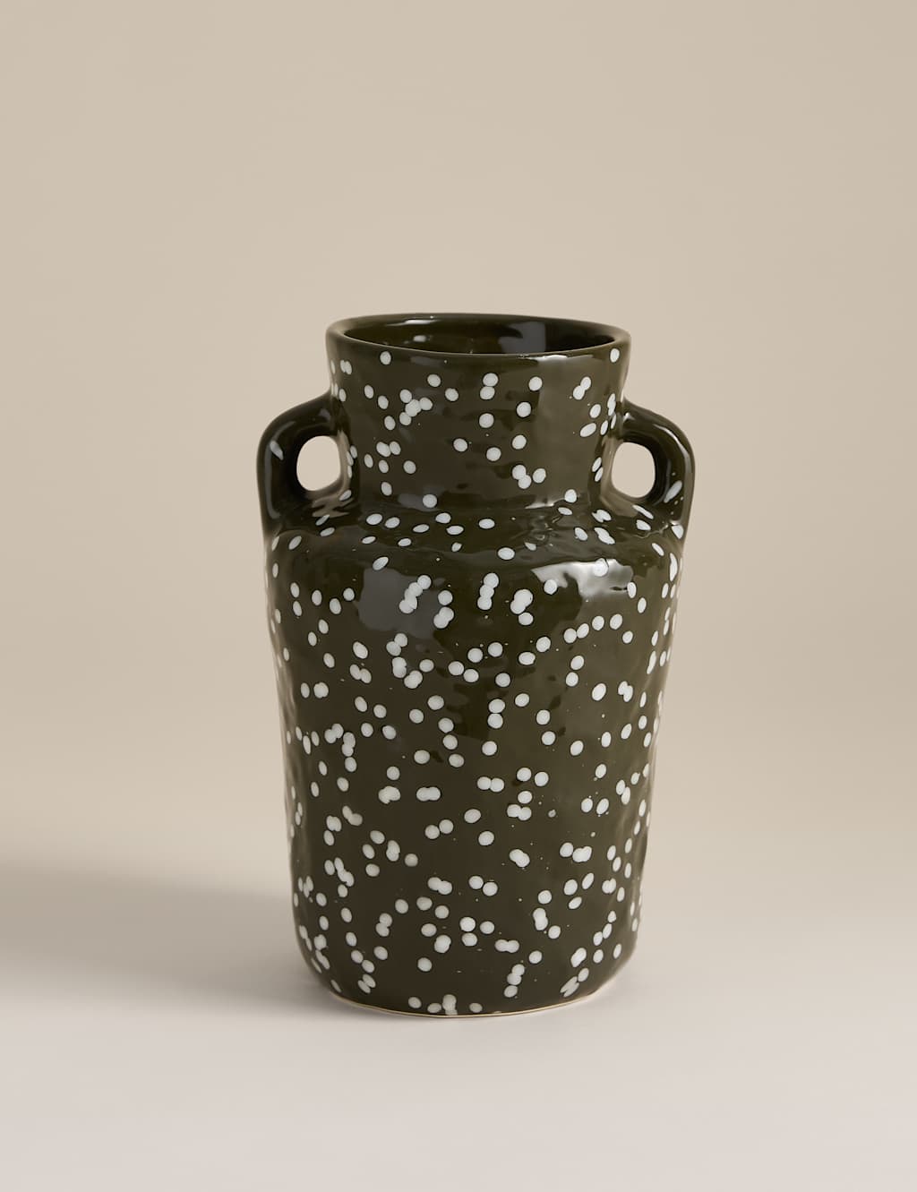 M&S Medium Splatter Ceramic Vase Green