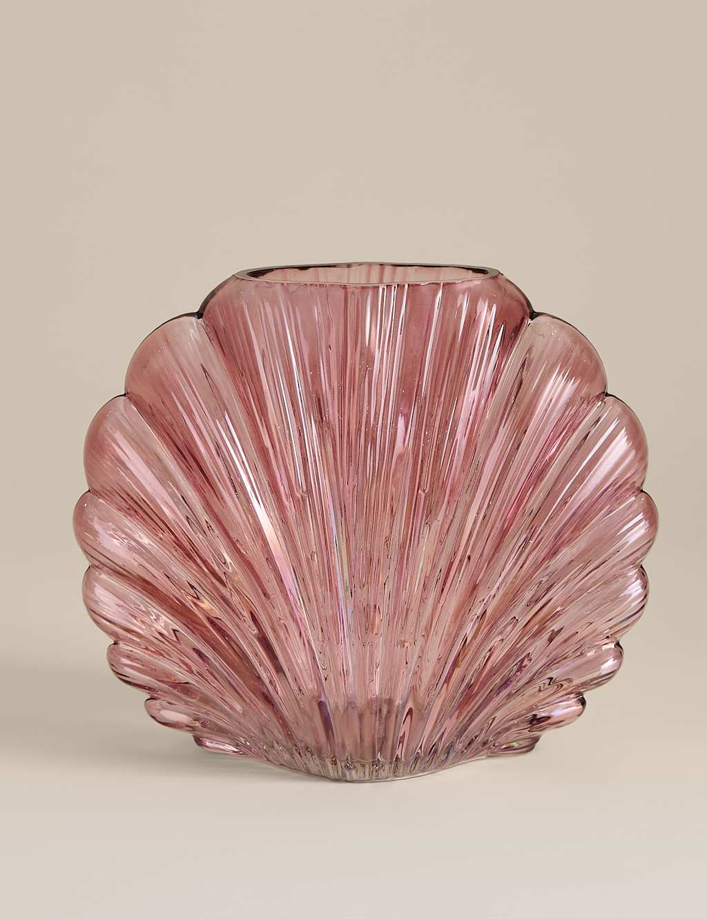 M&S Medium Shell Glass Vase Pink