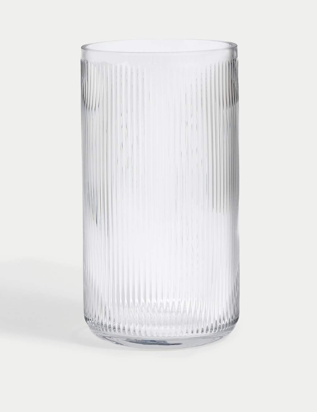 M&S Ribbed Glass Cylinder Vase Clear
