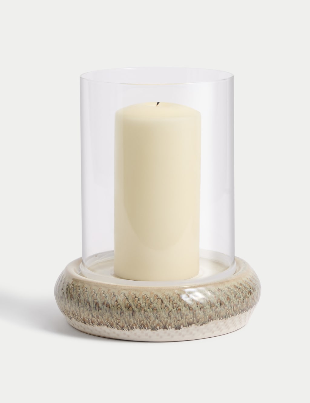 Glazed Drip Ceramic Hurricane Candle Holder