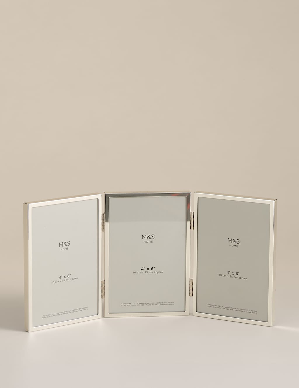 M&S Metal Triple Photo Frame 4x6 inch Silver