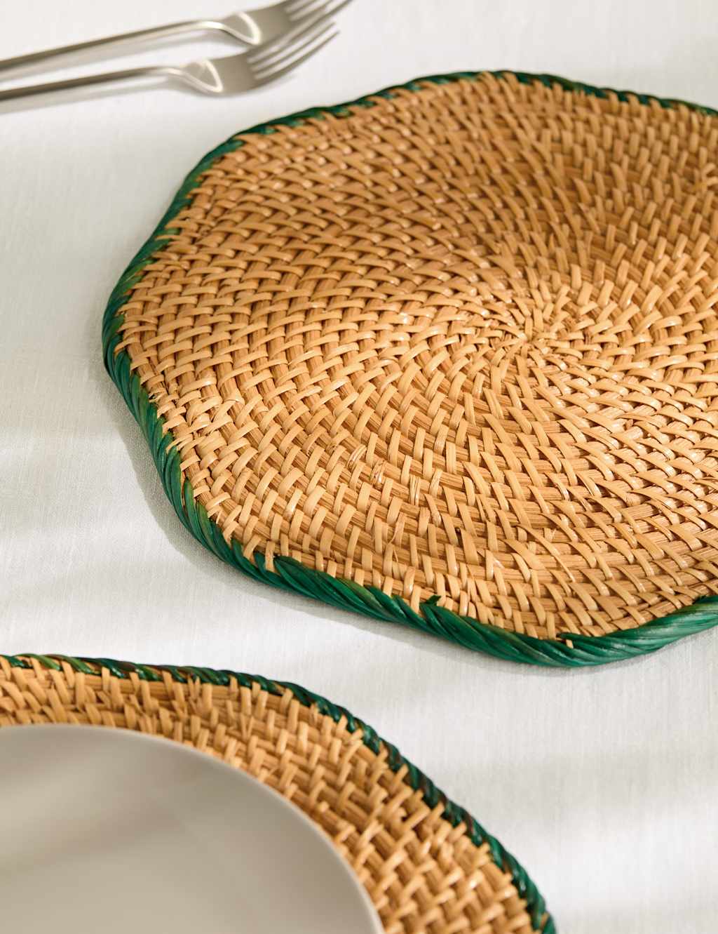 M&S Collection Set of 2 Rattan Scallop Placemats - Natural, Natural