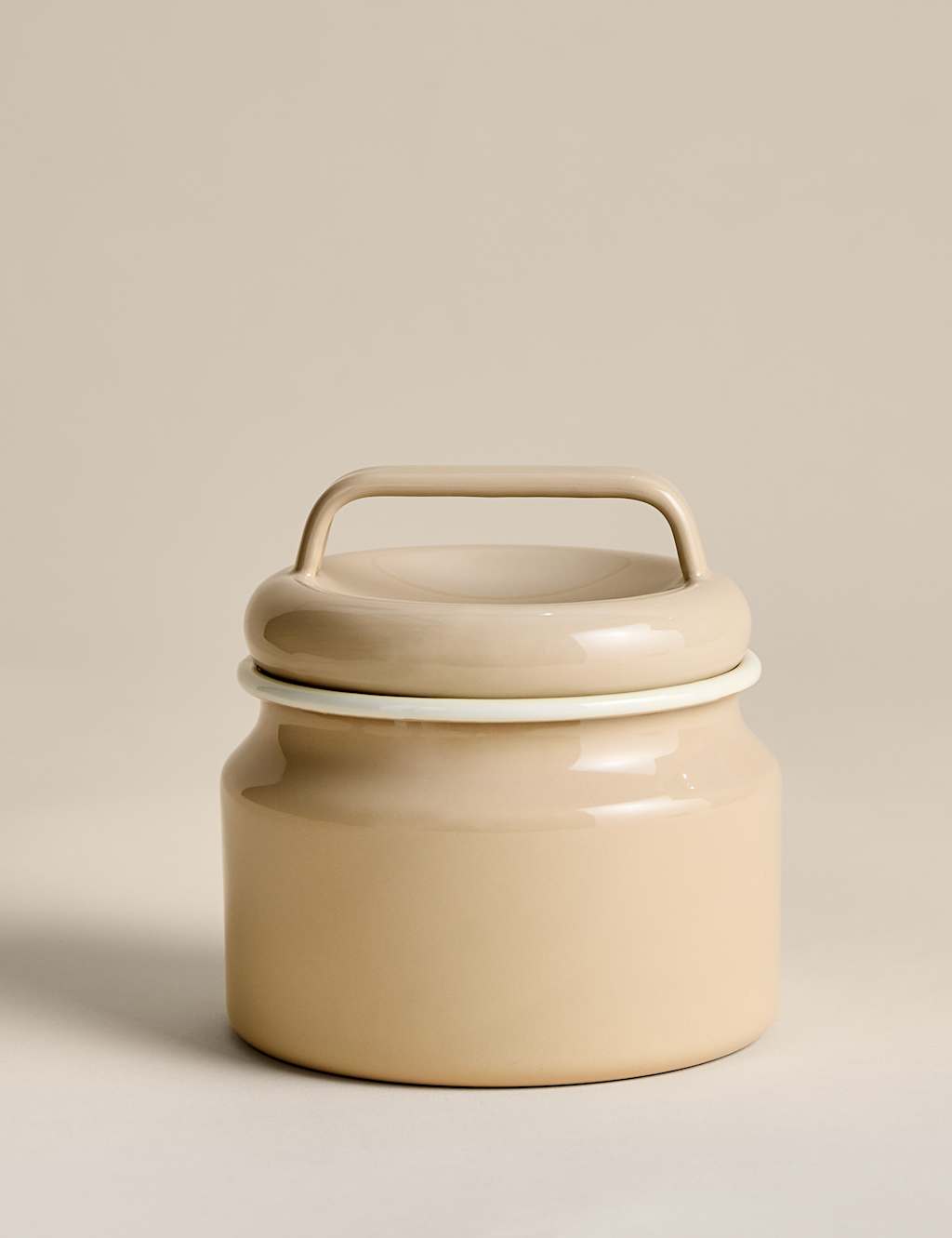 M&S Short Enamel Storage Jar - Natural