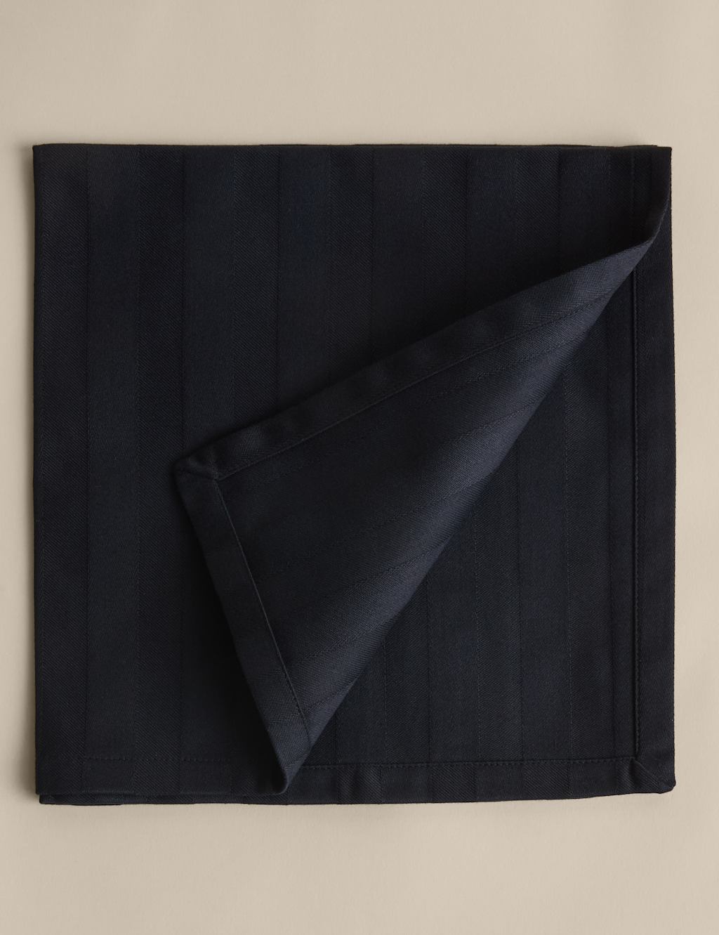 M&S Set of 4 Pure Cotton Sateen Striped Napkins Black