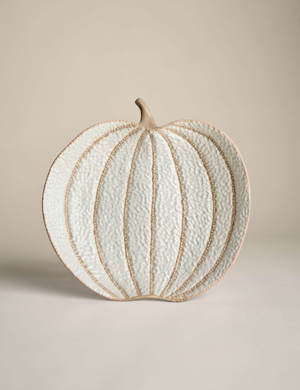 M&S Textured Stoneware Pumpkin Platter Cream