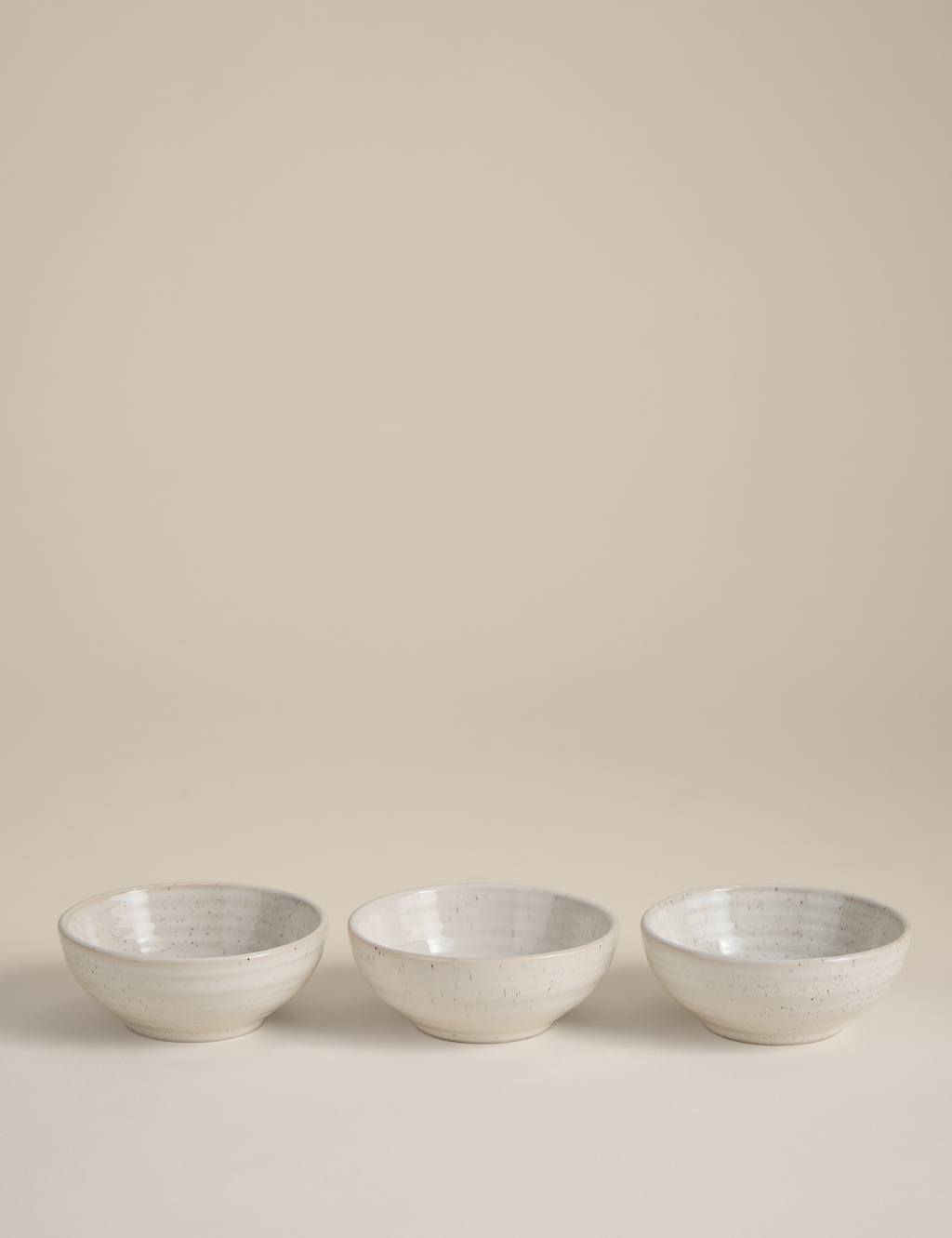 M&S 3pk Ceramic Ribbed Pinch Bowls Cream