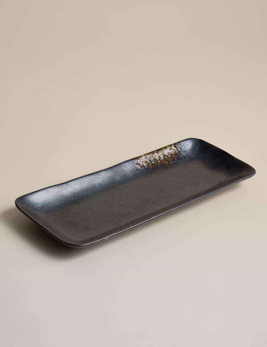 M&S Oxidized Stoneware Rectangular Platter - Brown