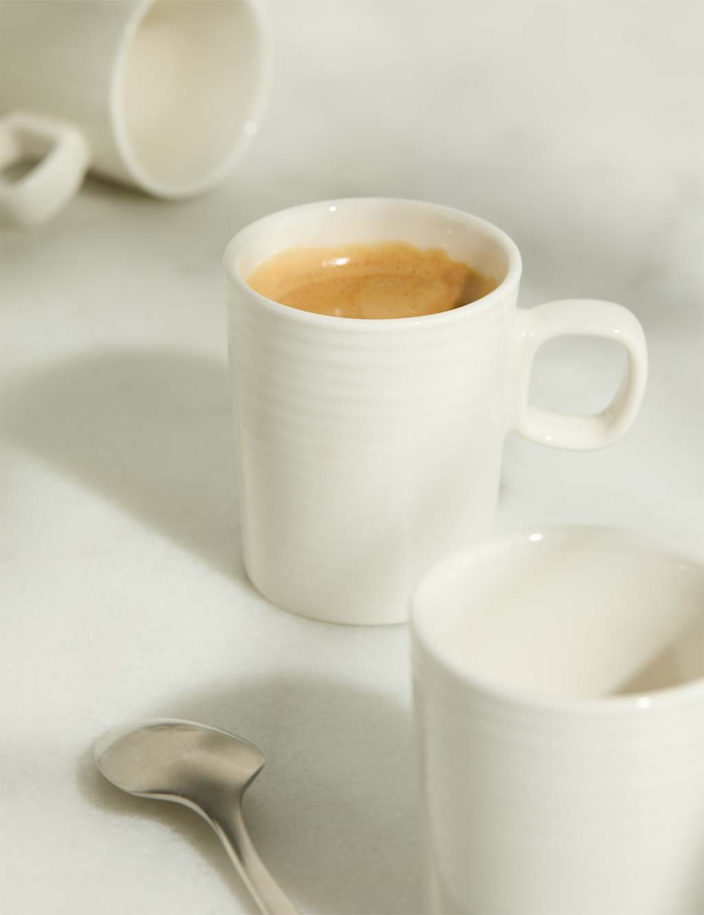 Set of 4 Ribbed Ceramic Espresso Cups