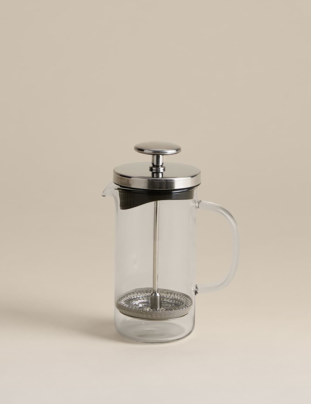 M&S Glass 3 Cup Cafetiere - Silver