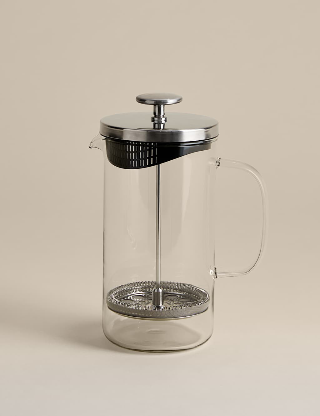 M&S Glass 8 Cup Cafetiere - Silver