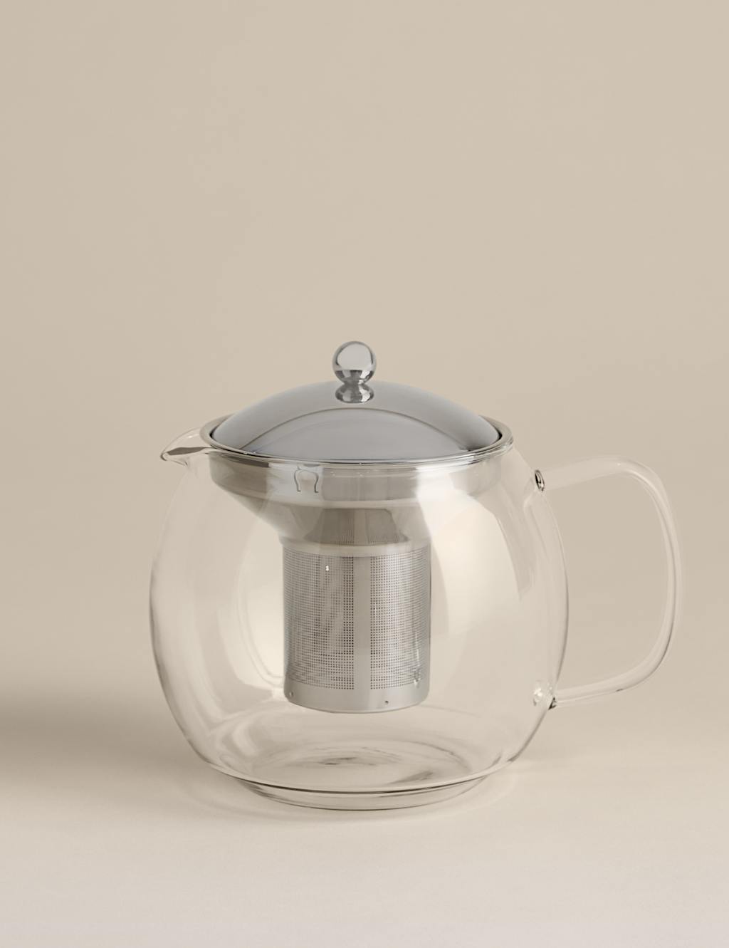 Image of M&S Glass 1.5L Infuser Teapot Silver