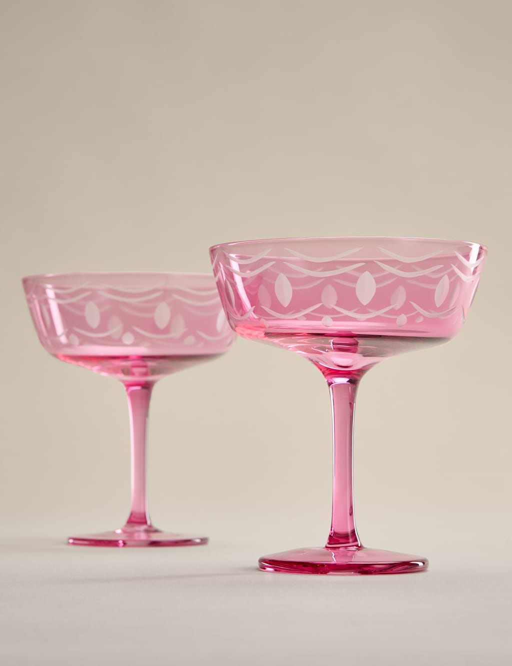 M&S Set of 2 Retro Coupe Glasses Pink