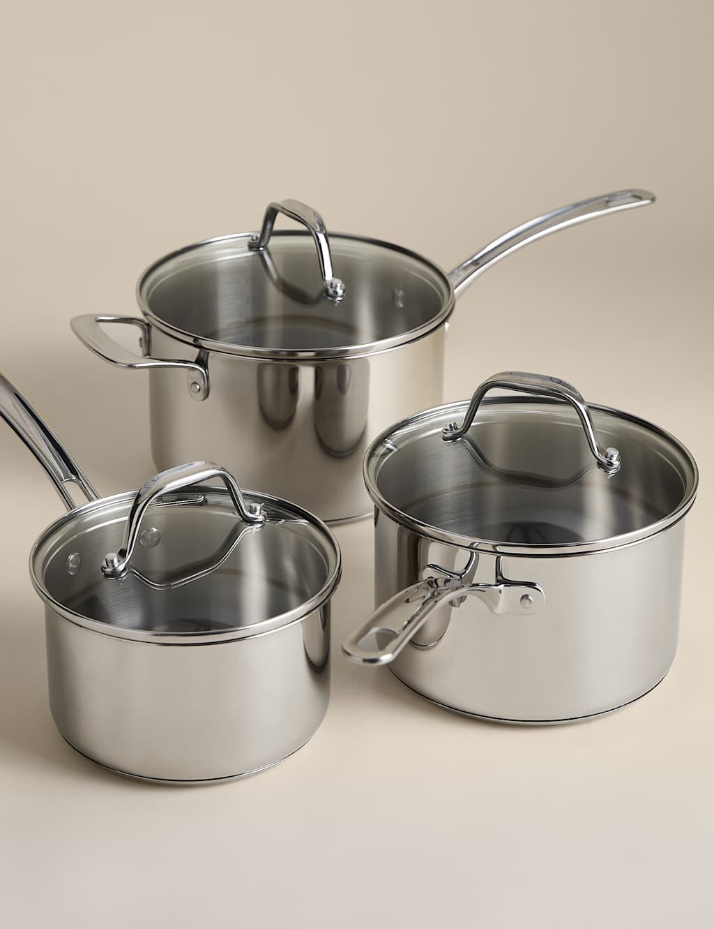 Image of M&S 3 Piece Stainless Steel Saucepan&hellip;