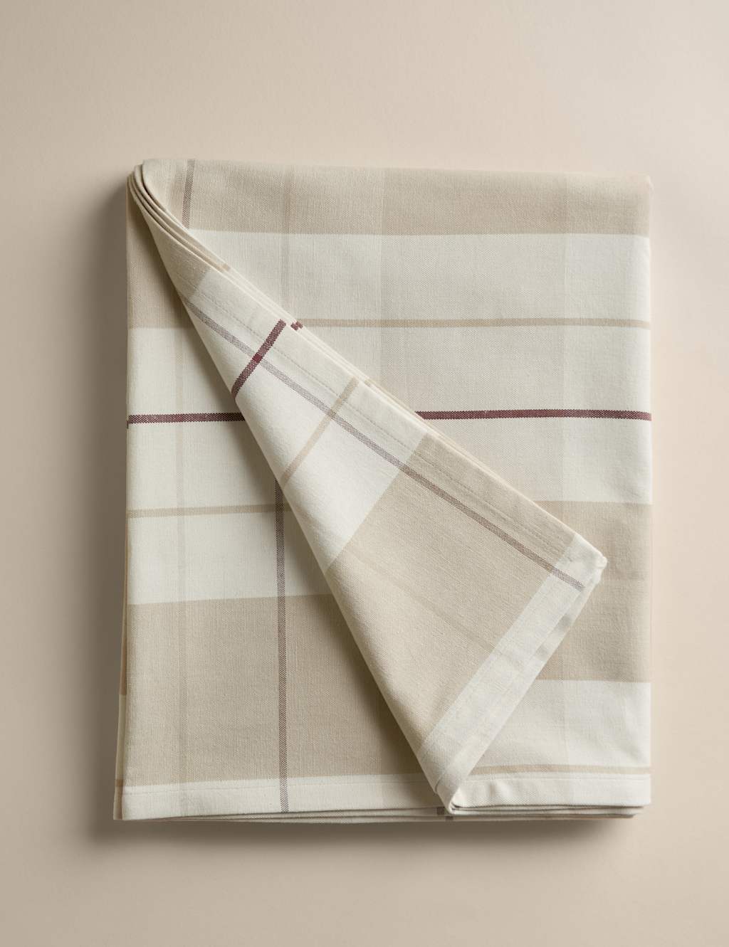 M&S Cotton Rich Checked Tablecloth Natural Mix
